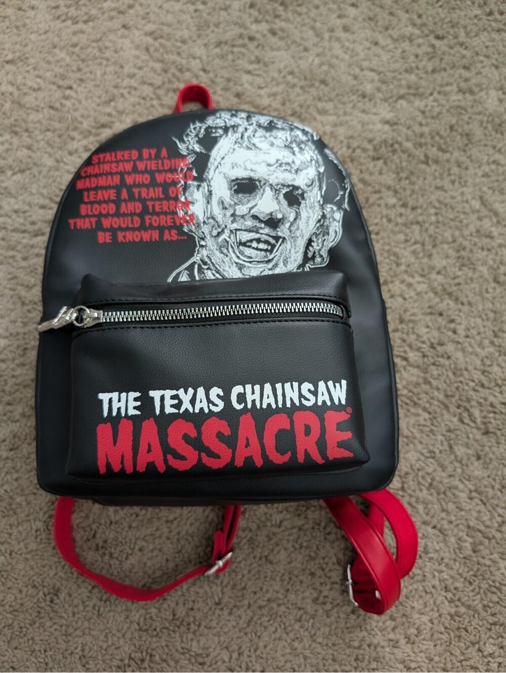 Bioworld Texas Chainsaw Massacre Mini Backpack Black Red Leatherface NWOT